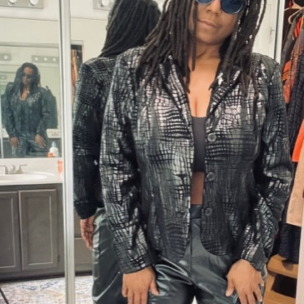 Erin London Black Vegan Leather Jacket - Size L